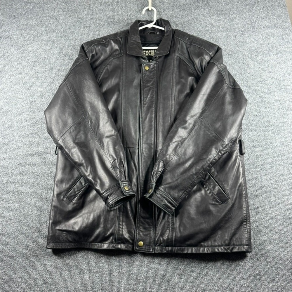 VINTAGE Excelled Leather Jacket Mens L Black Distressed Motorcycle Biker Bomber